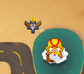 A Boomerang Monkey placed on water, supported by a hero's sub-tower.