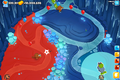 Monkey Subs with the Advanced Intel upgrade can attack towards the range of other towers, but to use their main dart attack on a distant target, they need to have a clear line of sight, meaning this sub will never attack the Bloons in the range of the left Dart Monkey.