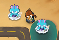 Mermonkeys being "supported" by a cloud platform despite always being placeable on both land and water.