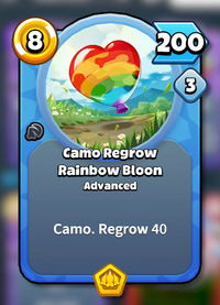 Card art of Camo Regrow Rainbow Bloon