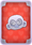 Red card with a monkey's face with swirls for eyes