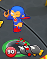 Super Monkey targeting a bloon