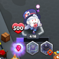 Amelia tossing her wand into the air (Bloon Shield, and several cards)